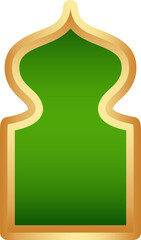 Ramadan frame shape. Door and window arch with Islamic design. Muslim oriental gate. Indian vintage arc with traditional ornament. Architecture element and sticker