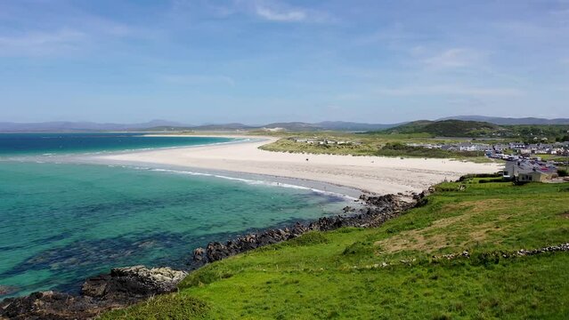 Aerial view of the Narin and Portnoo beach in County Donegal, Ireland.