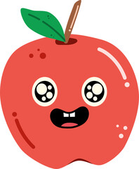 Amazed Apple Character Illustration