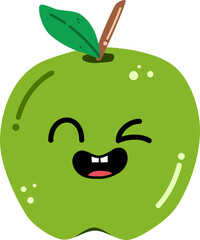 Winking Apple Character Illustration