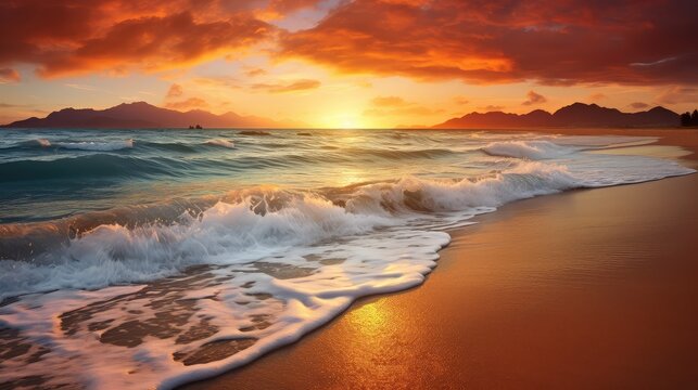 rock peak beach sea landscape illustration sunbackground water, panorama coast, outdoor mountain rock peak beach sea landscape