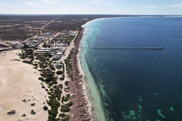 Fowlers Bay town, surrounds, and coastline, South Australia. Aerial Drone Photo.