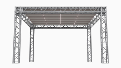 3D rendering of aluminum truss girder rooftop construction with canvas sunshade for event business concept - obrazy, fototapety, plakaty
