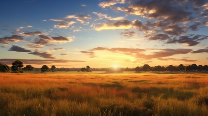 Fototapeta na wymiar sky meadow sunset summer landscape illustration sun beautiful, grass autumn, cloud sunrise sky meadow sunset summer landscape
