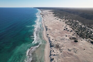 Eucla Jetty, Coastline, and National Park - Western Australia. Aerial Drone Images.