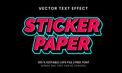 Sticker editable text effect with neon color