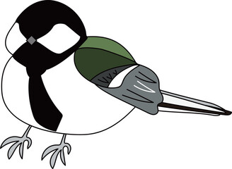 黒いネクタイのシジュウカラのイラスト