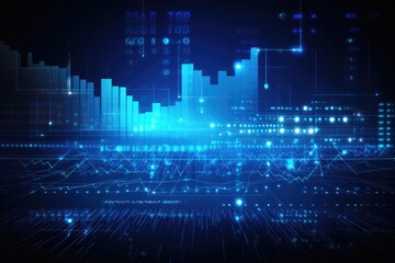 Fototapeta premium big data concept blue futuristic digital style There is a force of energy attraction in the future world by Generative AI