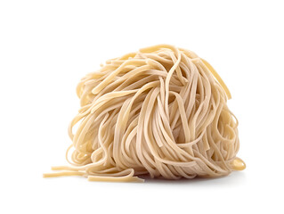 Italian dry uncooked cappellini isolated on a white background.