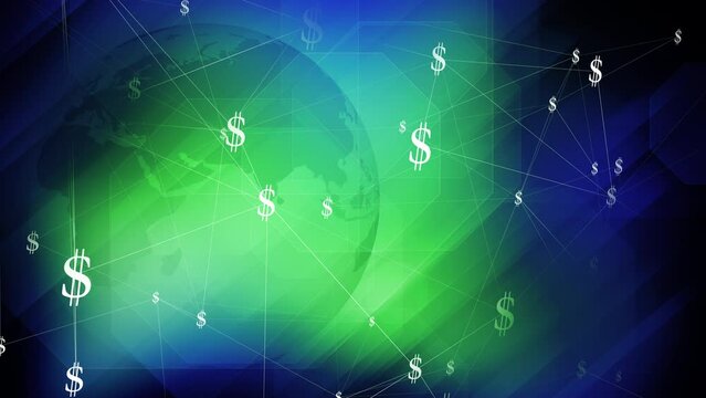 Value of dollar understanding global economy and exchange rates. Spinning globe of savings strategies for building wealth in global economy