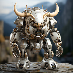 3D cartoon bull robot