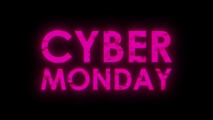 Cyber Monday banner with glitch effect. Cyberpunk style Cyber Monday text glitches and distortion for advertising. Design for advertising banner, promo, web, etc.