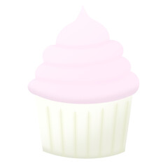pink cupcake isolated on white
