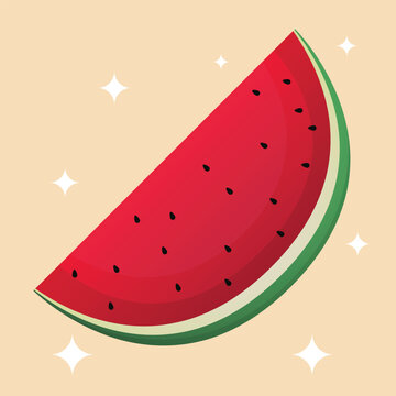 Watermelon slice vector art cartoon illustration
