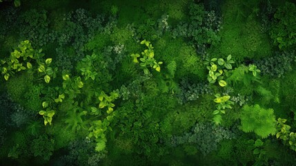 Fototapeta premium foliage overhead green border top view illustration lush nature, tree forest, background leaf foliage overhead green border top view