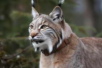Obraz premium Lynx animal cat closeup view. Nature cute bobcat carnivore beast. Generate Ai