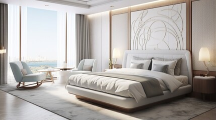 luxury modern living room with comfortable bed generated by AI tool 