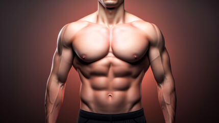 Fototapeta na wymiar The torso of a athletic guy, male body after exercise and diet.