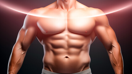 The torso of a athletic guy, male body after exercise and diet. - obrazy, fototapety, plakaty