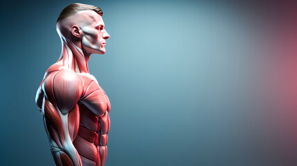 Conceptual anatomy healthy skinless human body, muscle system set. - obrazy, fototapety, plakaty