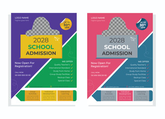 Modern education admission a4 flyer layout design template.
Kids school design for poster.