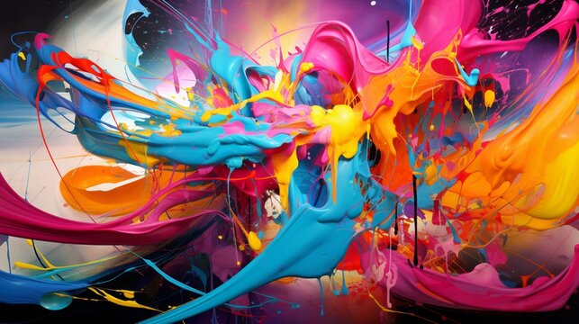 A whirlwind of neon colors and energetic strokes in a