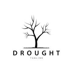 Obraz premium Drought Logo, Dry Tree Logo Design with Simple, Minimalist and Modern Vector Line Style