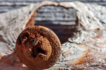 rusty screw head macro photography