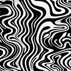 Fototapeta premium Black and white swirly psychedelic lines. Abstract wavy curved textured background. Use for posters, montage, scrapbooking, banners or wrapping paper. 