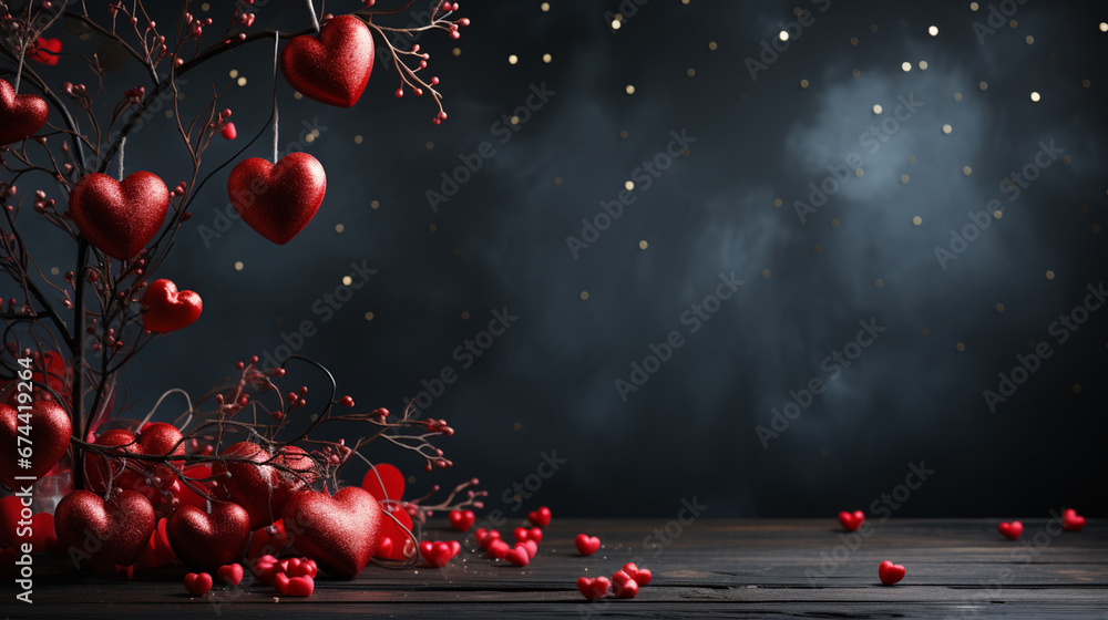 Wall mural valentines day background with hearts