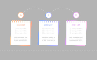 A wish list in the form of a note paper, a template for a list to record purchases or plans