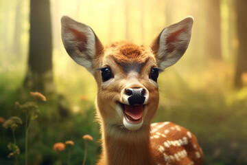 photo of a deer laughing
