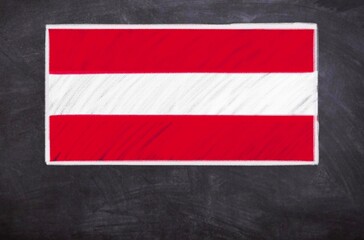 Fototapeta premium Hand drawn flag of Austria on a black chalkboard