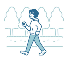 ウォーキングをする高齢女性