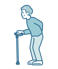 Fototapeta na wymiar 杖をついて立つ高齢男性