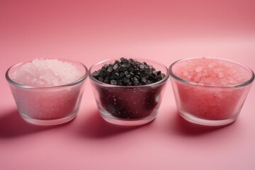 Pink black salt on background. Kitchen cooking natural spice cuisine. Generate Ai