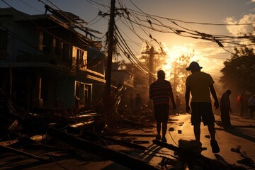 Residents returning to homes after hurricane at sundown