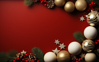 Naklejka na ściany i meble Christmas and New Year background with copy space for greeting card or web banner