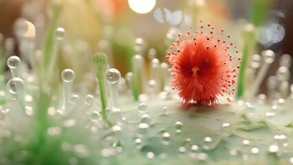 A singlecelled organism resembling a tiny reindeer, its cilia decked out in red and green as it joyfully hops through a microscopic winter wonderland.