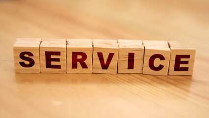 Service, quote text written on wooden block, business motivation inspiration