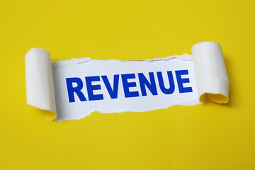 Revenue, quote text written on paper, business motivation inspiration