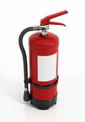 Fire extinguisher with blank label isolated on white background. 3D illustration