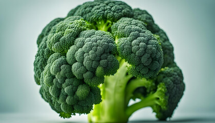 close up of a one broccoli isolated with soft background