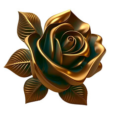 Rose Flower Black Gold Illustration: Elegant Floral Art