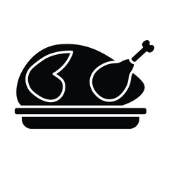 Roast chicken icon vector sign and symbol on trendy design for design and print.