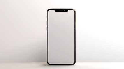 Fototapeta na wymiar Smartphone with blank white screen on a white background, close up.