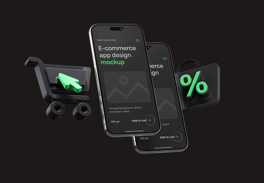 E-commerce app smartphone mockup for App UI and Mobile Design