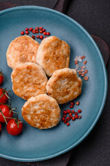 Fried meatballs of minced meat beef, pork or chicken with salt, spices and herbs