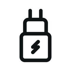 Illustration vector graphic icon of Charger. Outline Style Icon. Computer And Device Themed Icon. Vector illustration isolated on white background. Perfect for website or application design.
