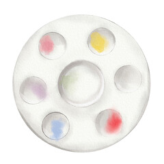 Artist's color palette watercolor illustration